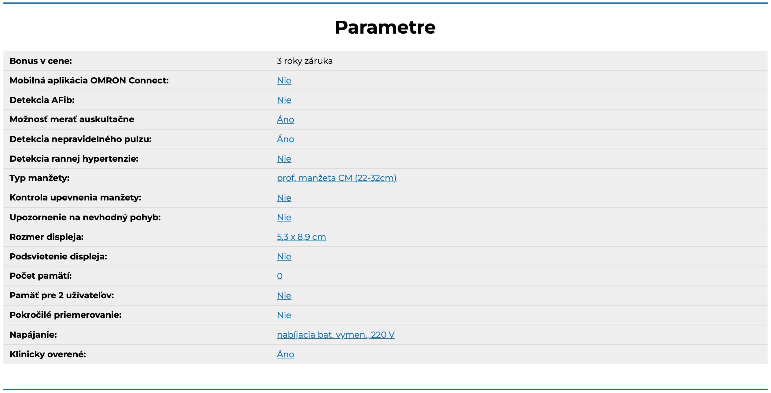 Omron 907 Parametre