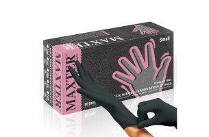 Rukavice Maxter Nitrile - Čierne (100ks/bal.) S