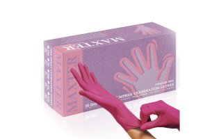 Rukavice Maxter Nitrile - Ružové (100ks/bal.) S